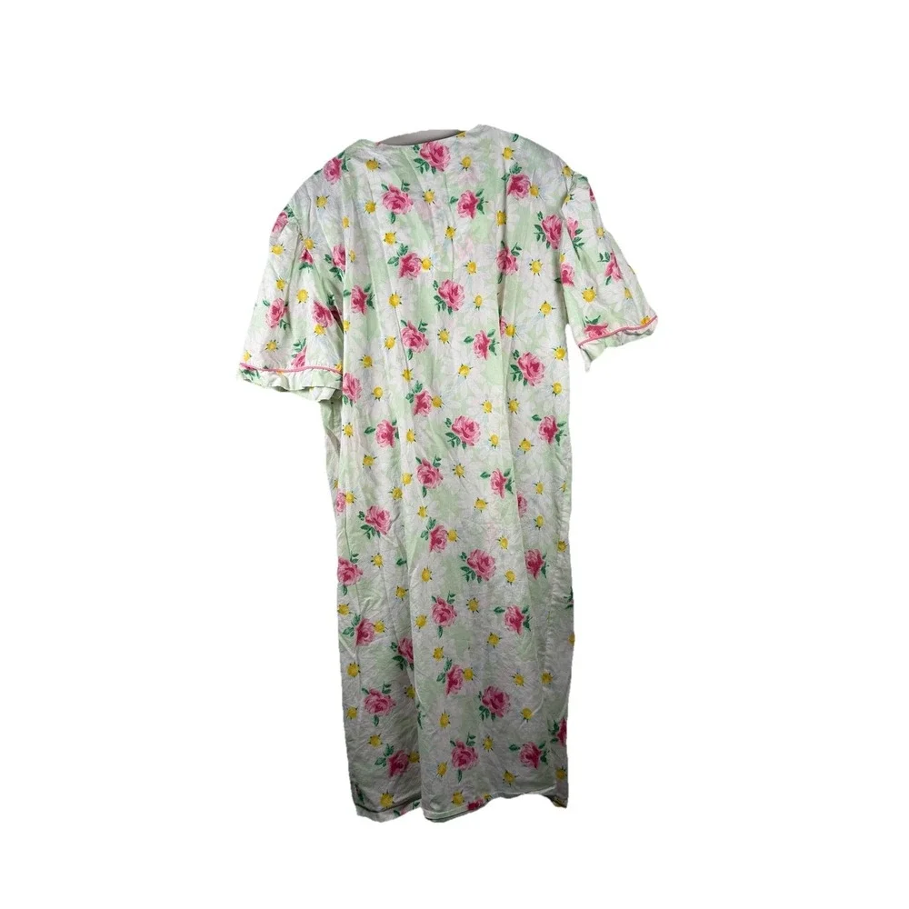 VTG Moon Dance Women's Nightgown Housecoat 2X Pink Floral Granny Cottage‎ Sleep